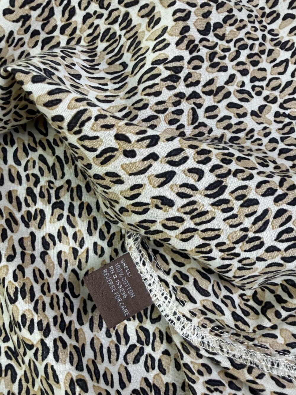 J Mclaughlin top Womens Large Brown Animal Print Button Up Long Sleeve Cotton - Picture 7 of 8